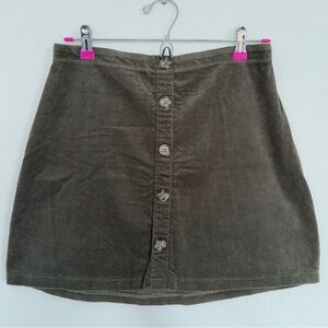 Large Olive Corduroy Button-Front Skirt